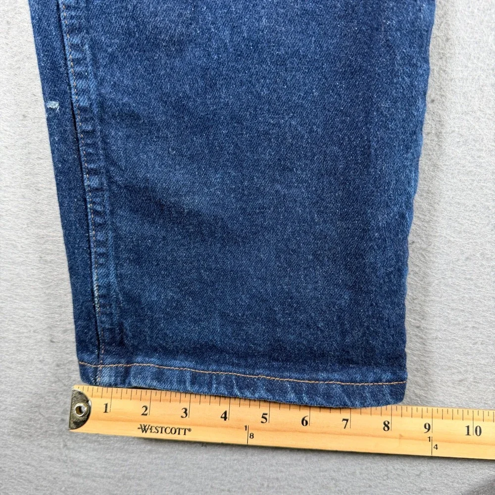 Wrangler Mens Dark Wash Straight Leg Jeans 36x30 Distressed‎ Details Y2K